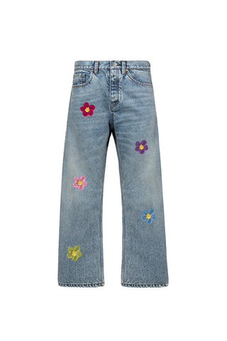 Knit Flower Jeans