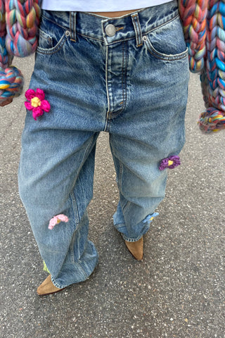 Knit Flower Jeans