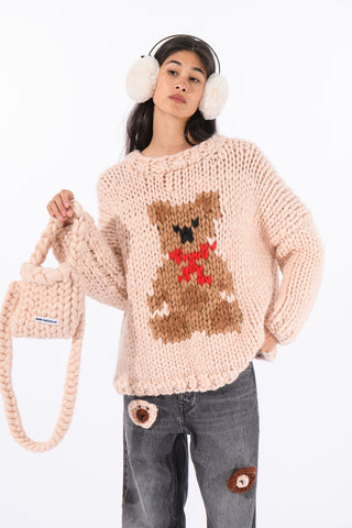 Cream Colossal Knit Crossbody Bag