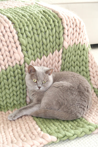 Colossal Knit Blanket - Fern Check