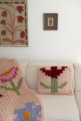 Colossal Knit Cushion - Claret Bloom