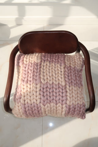 Colossal Knit Cushion - Mauve Check