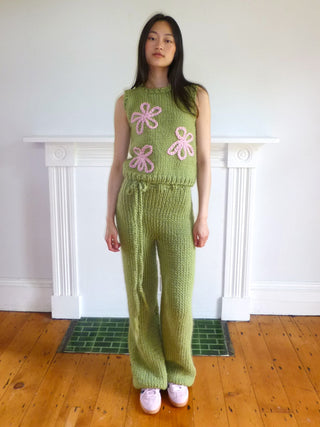 1von1 Salbeigrüne Grobstrickhose S/M (Muster)