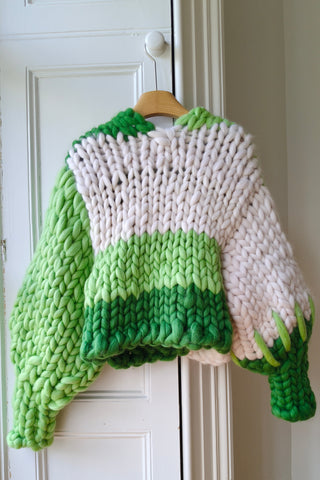 1of1 White & Greens Colossal Knit Cardigan S/M (Sample)