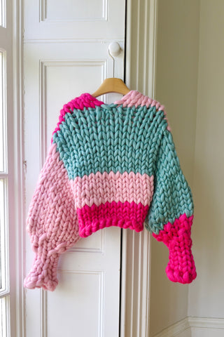 1of1 Teal & Pinks Colossal Knit Cardigan S/M (Sample)