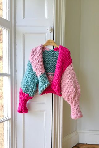 1of1 Teal & Pinks Colossal Knit Cardigan S/M (Sample)