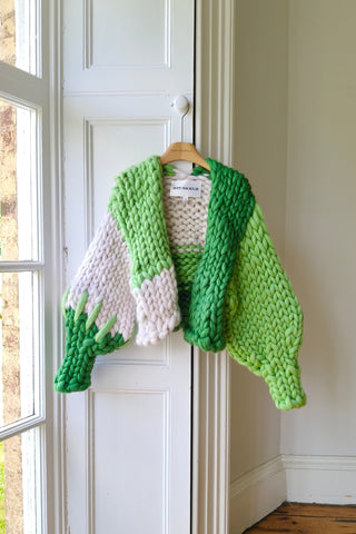 1of1 White & Greens Colossal Knit Cardigan S/M (Sample)