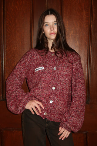 Burgundy Mélange Knit Cardigan