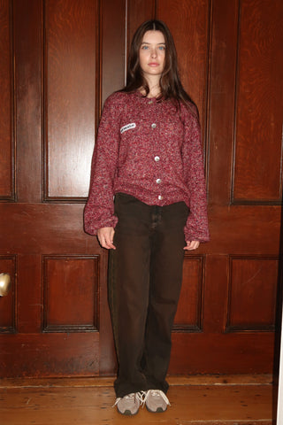 Burgundy Mélange Knit Cardigan