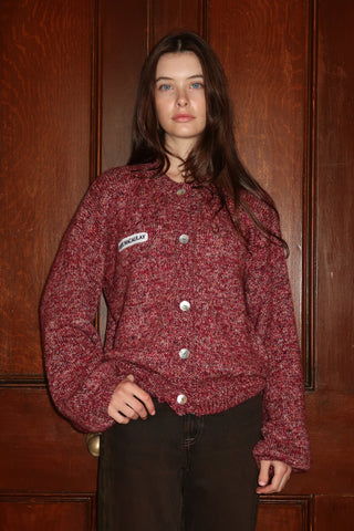 Burgundy Mélange Knit Cardigan