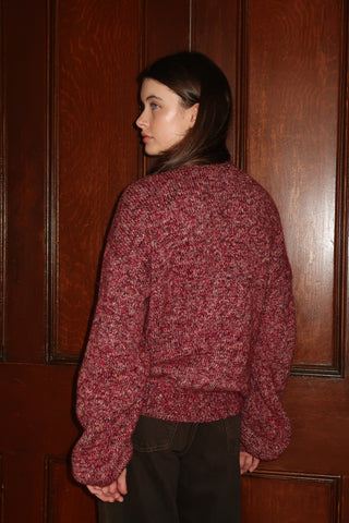 Burgundy Mélange Knit Cardigan