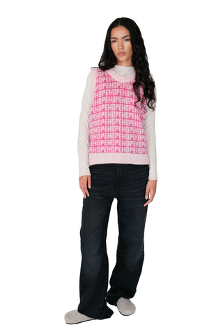 Hope Pink Knit Sweater Vest