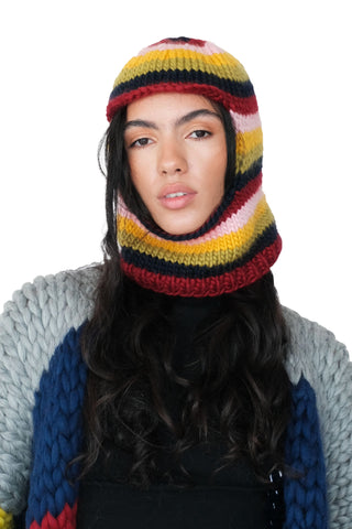 Stripe Chunky Knit Balaclava