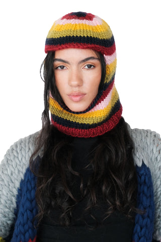 Stripe Chunky Knit Balaclava