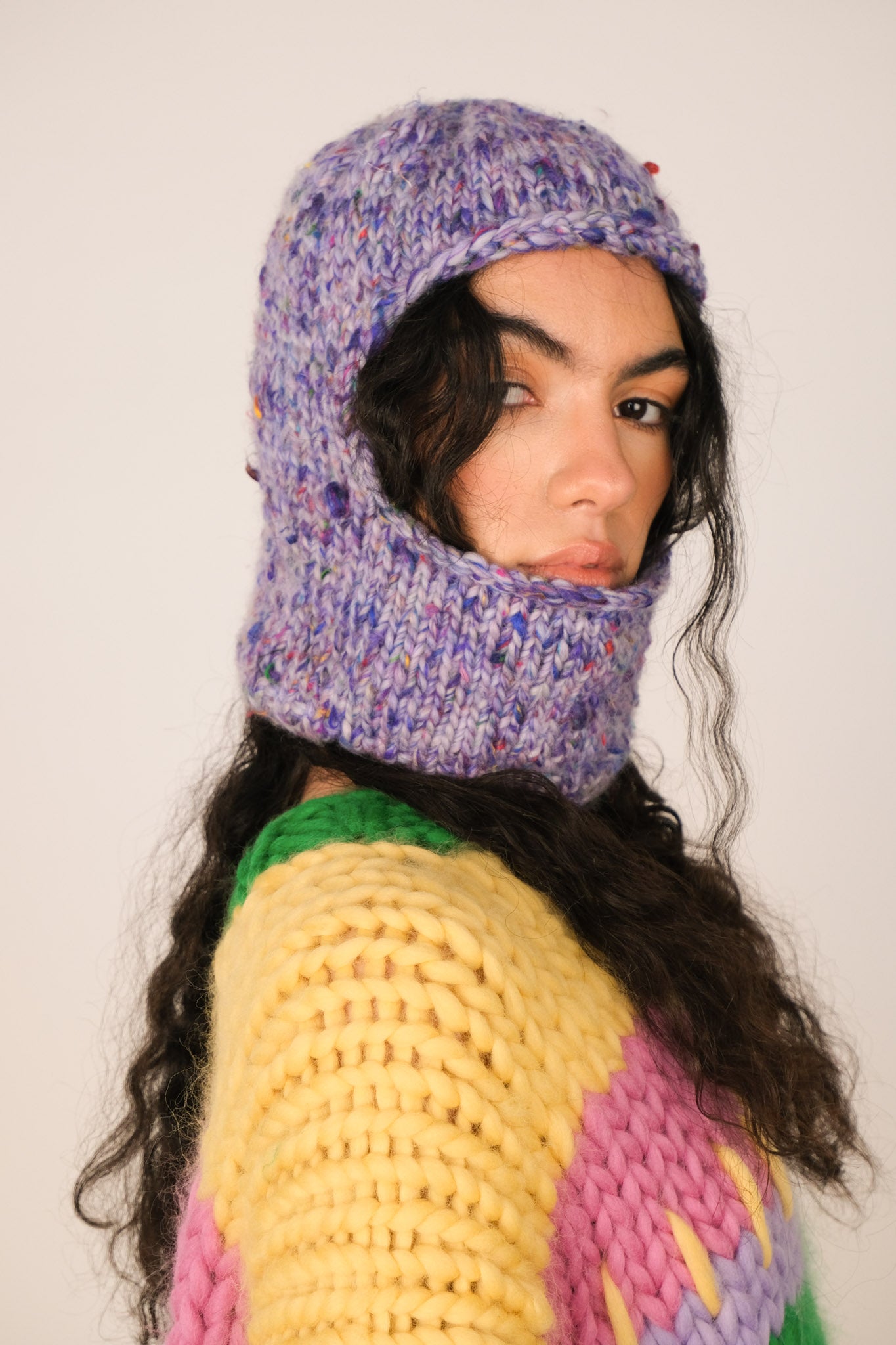 Lilac Chunky Knit Balaclava