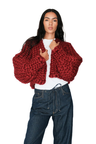 Burgundy Colossal Knit Cardigan