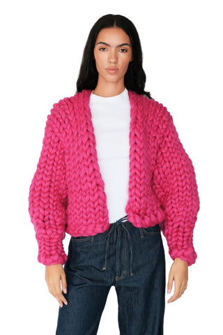 Raspberry Colossal Knit Cardigan