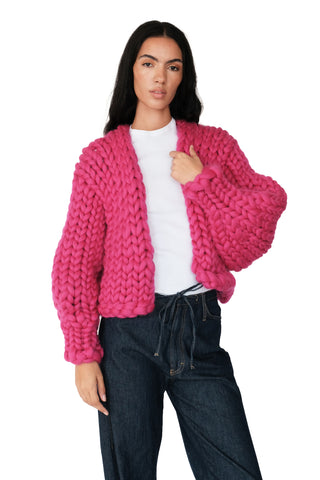 Raspberry Colossal Knit Cardigan