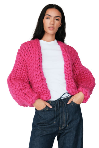 Raspberry Colossal Knit Cardigan