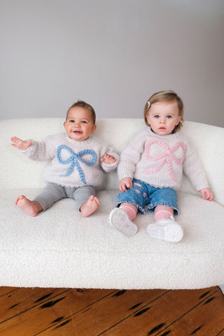 Baby Bow Chunky Knit Sweater in Blue