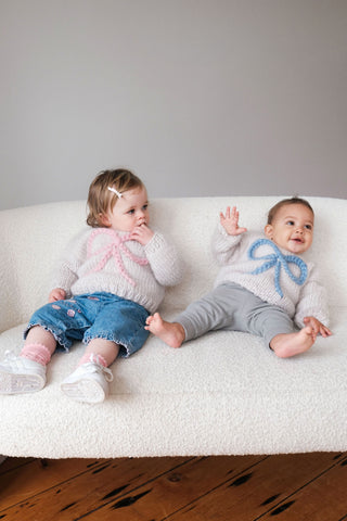 Baby Bow Chunky Knit Sweater in Blue