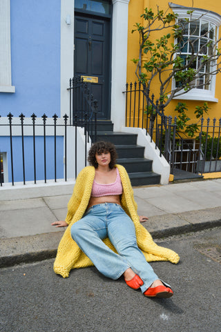 Yellow Chunky Knit Maxi Cardigan