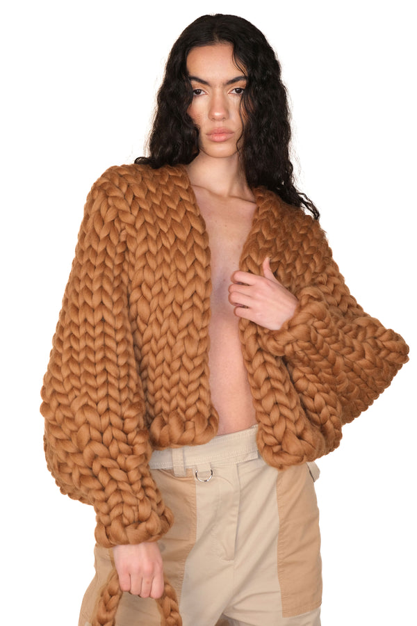 Timeless Comfort Knit Cardigan in Chocolate Wool Blend