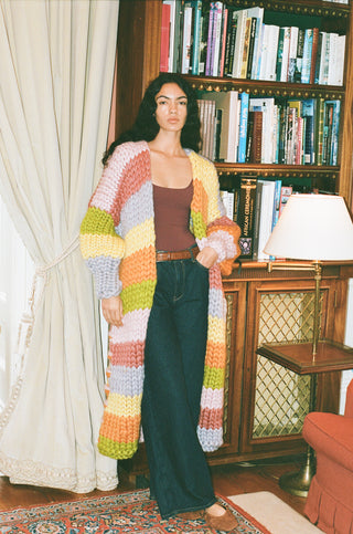 グルーヴィーなチャンキーニットマキシカーディガン