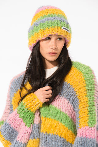Colourful Fluffy Knit Beanie Hat (Sample)
