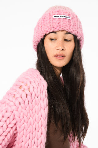 Pink Fluffy Knit Beanie