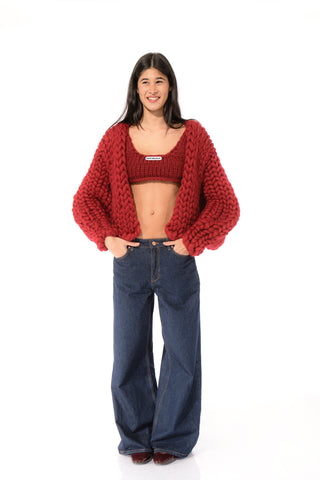 Burgundy Colossal Knit Cardigan