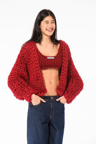 Burgundy Colossal Knit Cardigan