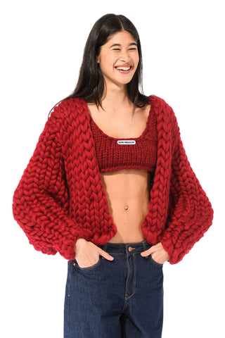 Burgundy Colossal Knit Cardigan