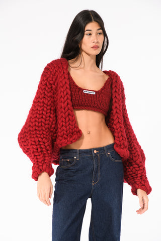 Burgundy Colossal Knit Cardigan