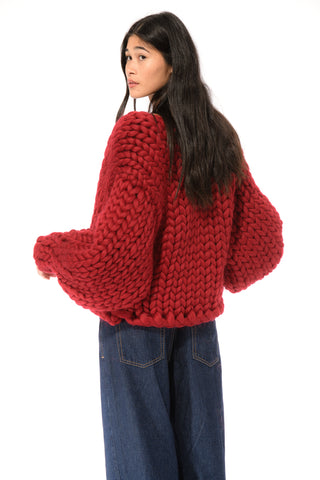 Burgundy Colossal Knit Cardigan