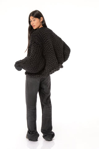 Black Colossal Knit Cardigan