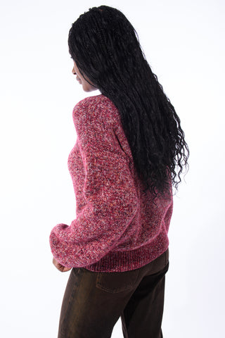 Burgundy Mélange Knit Cardigan