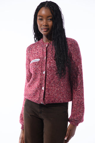 Burgundy Mélange Knit Cardigan