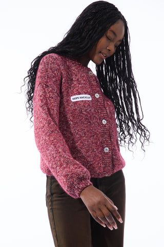 Burgundy Mélange Knit Cardigan