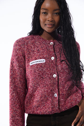 Burgundy Mélange Knit Cardigan