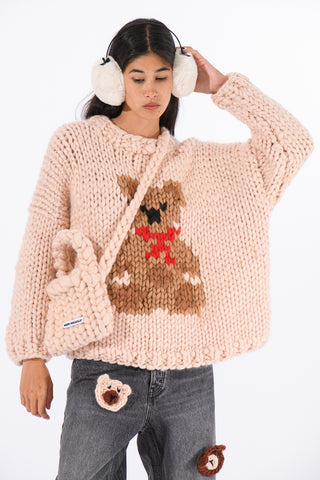 Cream Colossal Knit Crossbody Bag