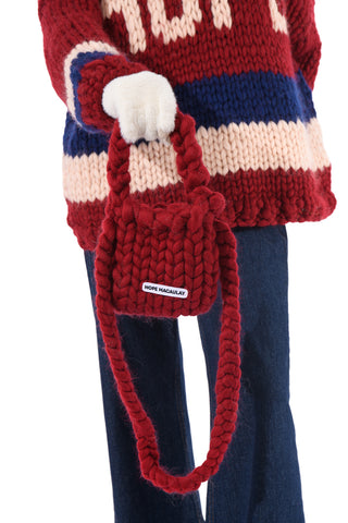 Burgundy Colossal Knit Crossbody Bag