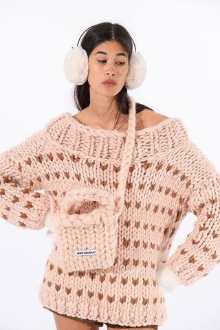 Cream Colossal Knit Crossbody Bag
