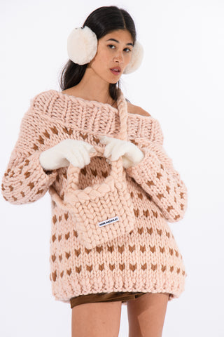 Cream Colossal Knit Crossbody Bag