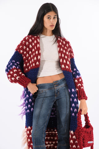Erin Polka Dot Chunky Knit Maxi Cardigan