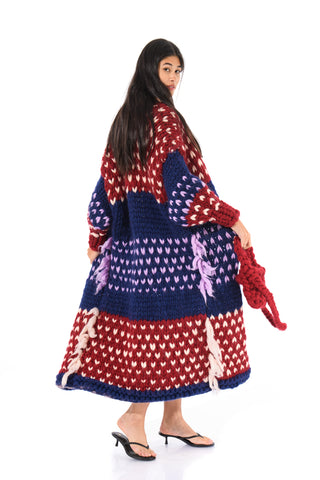 Erin Polka Dot Chunky Knit Maxi Cardigan