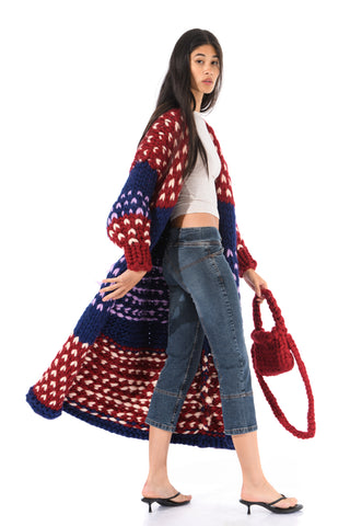 Erin Polka Dot Chunky Knit Maxi Cardigan