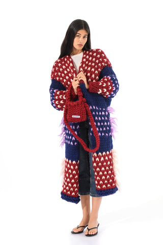 Erin Polka Dot Chunky Knit Maxi Cardigan
