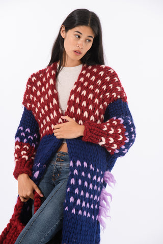 Erin Polka Dot Chunky Knit Maxi Cardigan