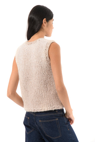 Embroidered Daisy Fluffy Knit Vest